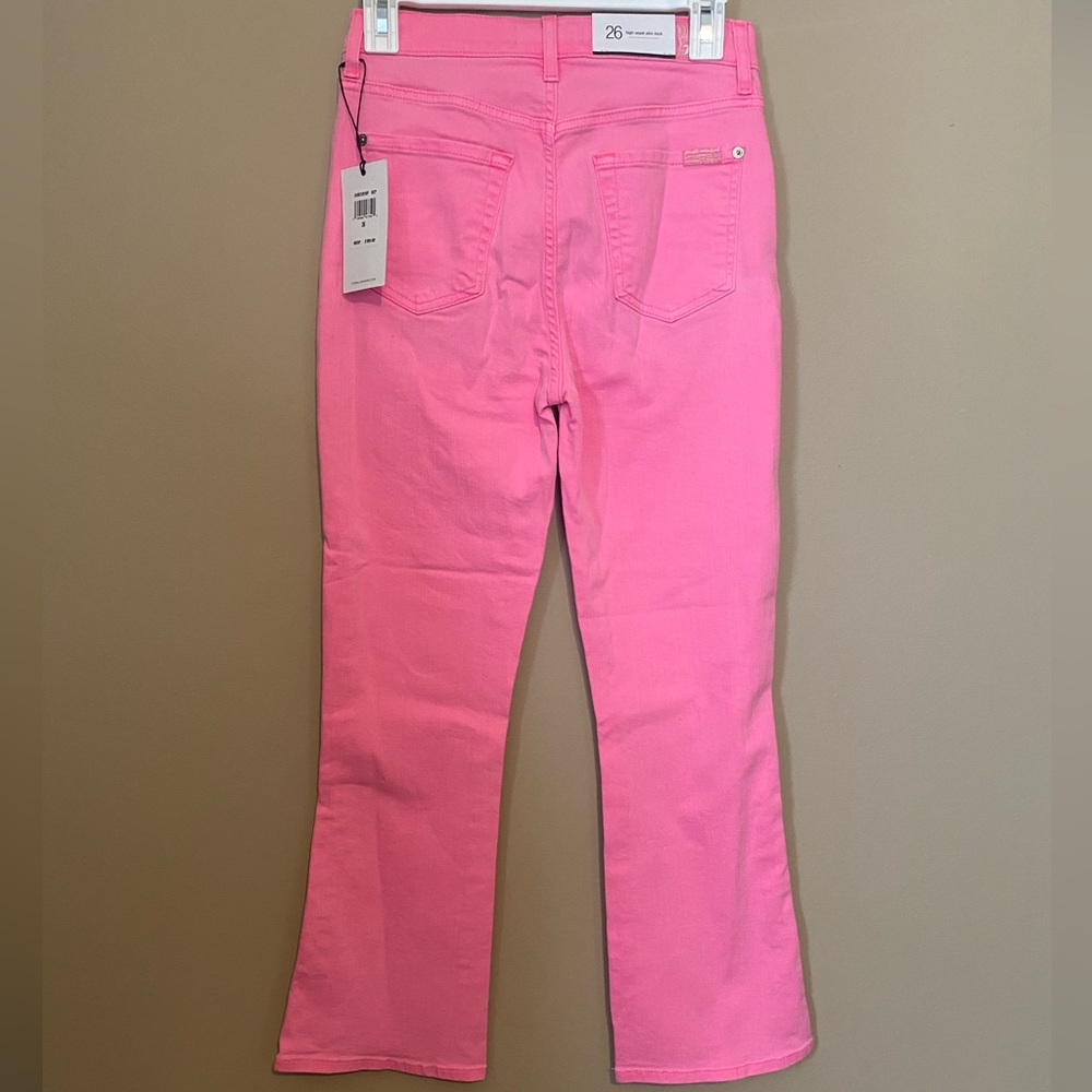New 7 For All Mankind pink high rise slim kick jean size 26 - Picture 3 of 5